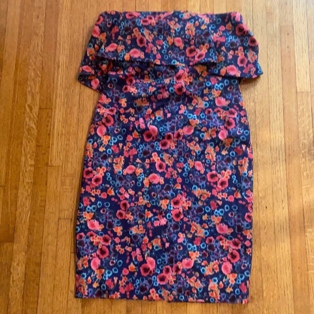 Badgley Mischka floral strapless dress - size 8